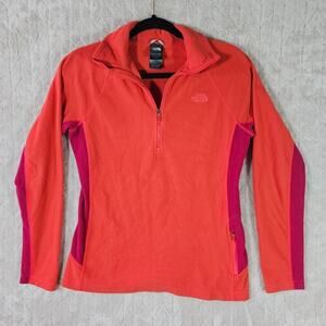The North Face Fleece 1/4 Zip Womens M Pink Colorblock Lightweight Pullover